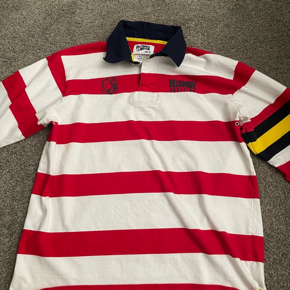 Billionaire Boys Club Speedsters Striped Red White Rugby Polo Rare Size XL